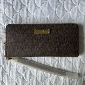 Michael Kors Large Logo Continental Wallet in Brown